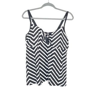 Cacique swim tankini black and white Chevron  sz40